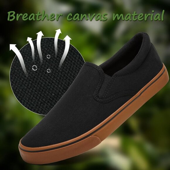 〽️Closed Toe Loafers Sneakers Men\'s Black Brown Canvas Slip On Lightweight main image 5